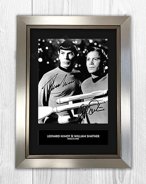 Leonard Nimoy William Shatner Star Trek Spock Kirk 1 Mt Signed Autograph Reproduction Photo Print Silver Frame Amazon Co Uk Kitchen Home