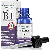 HoneyCombs Vitamin B1 Thiamine Mononitrate Supplement Drops, 1 Fl Oz | liquid Vitamin B1 drops for natural energy support. 500%DV Vegan, alcohol-free, non-GMO Thiamine made in the USA.