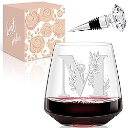 Physkoa Initial Wine Glass Stemless-【Etched