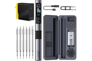 FNIRSI HS-02A 100W Portable Corded Soldering Iron Kit with Storage Case, 3S Fast Heating, 212-842℉, Pre-set 3 Groups Temperature, 6 F245 Soldering Tips, Smart Soldering Iron Pen for Electronics Repair