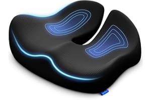 ZIKEE Pioneering Seat Cushion for Pressure Relief, Ergonomic Office Chair Cushion for Sciatica, Back, Hemorrhoids & Tailbone Pain Relief, High-Density Memory Foam Car Seat Cushion with Anti-Slip Base