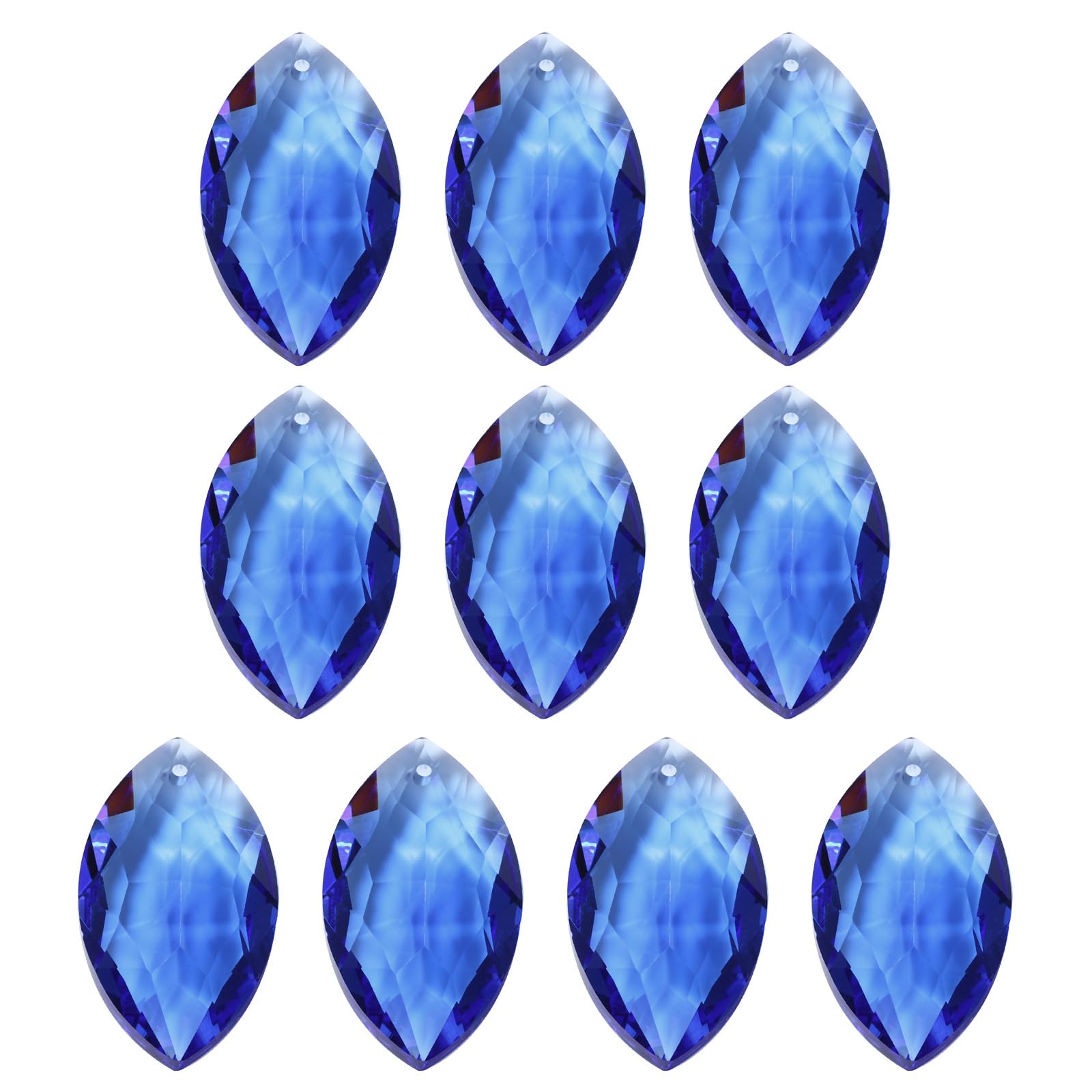 PATIKIL K9 Crystal Pendants Oval Beads, 10 Pack 38mm Chandelier Prisms Parts Hanging Beads DIY Lamp for Arts Crafts Decoration, Blue