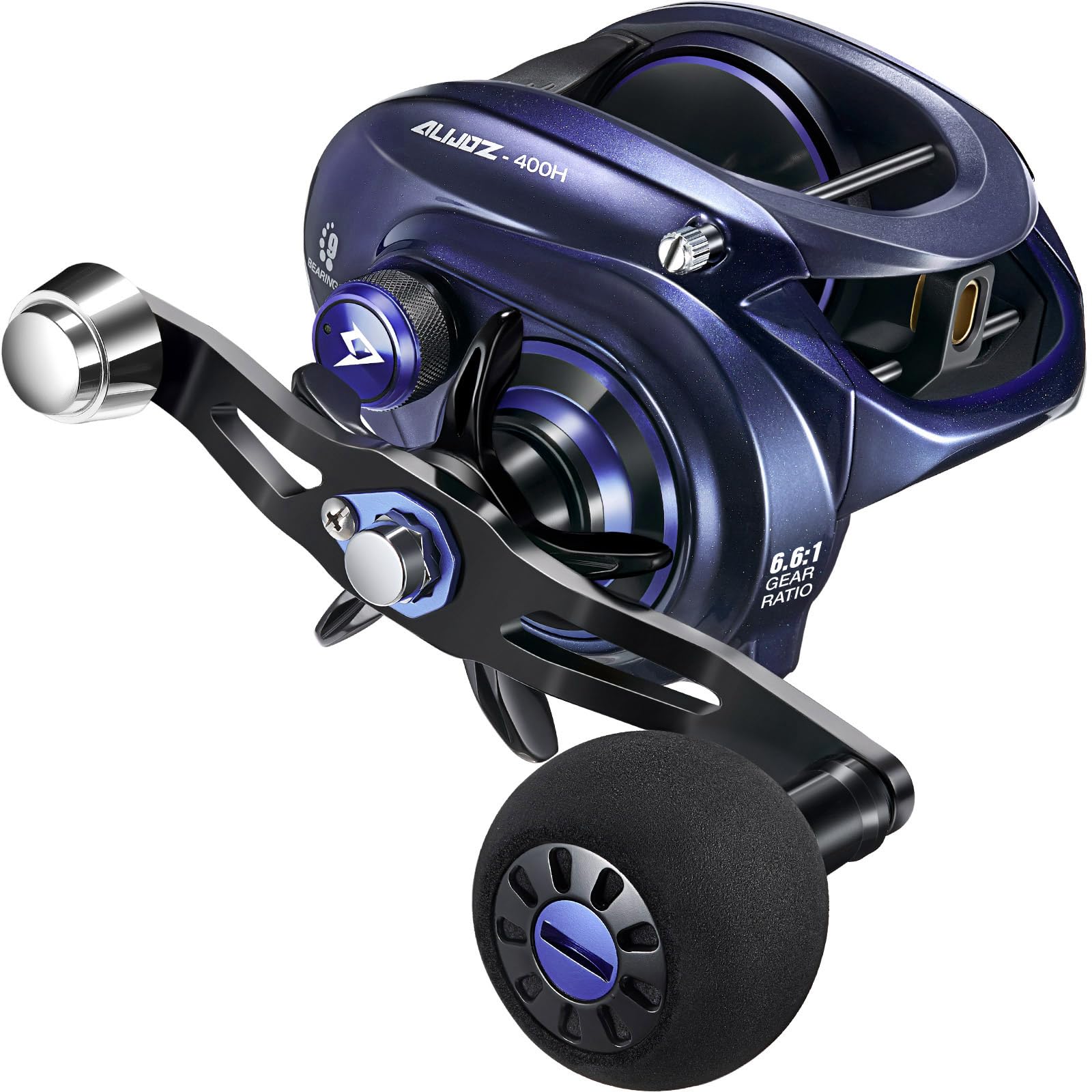 Photo 1 of Piscifun Baitcaster Fishing Reel, 35Lbs Max Drag Aluminum Alloy Frame Baitcasting Reel, 6.6:1 Gear Ratio Freshwater & Saltwater Low Profile Casting Reel for Musky, Blue-Violet Right Handle
