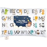 Toddler Pillow with Pillowcase, 13x18 My Little Dreamy Pillow (KeaABC) | Kids Travel Bed Pillow for Sleep, Organic Cotton Small Pillowcase, Soft, Breathable, Machine Washable, Toddlers 2-5 years