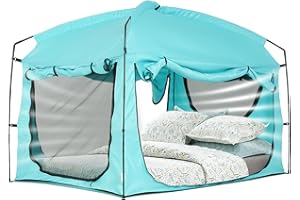 PORAYHUT Bed Tent,Portable Privacy Sleeping Bed Canopy,Blackout 90% Drapes for Kids and Adult,Indoor Space Tent with Breathable Large Mesh Windows