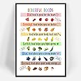 JCCSFF Modern Kids Food Educational Posters Colorful Foods Healthy Eating Art Vegetables Fruits And Legumes Nutrition Facts Vegan Prints For Home Bedroom Dorm Kitchen Wall Decor 12x16in Famed