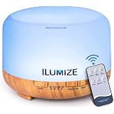 ASAKUKI Essential Oil Diffuser for Home, 500ML Aromatherapy Humidifier | with Remote Control, 7 Color LED Lights, Quiet Cool Mist Diffuser for Bedroom, Living Room, Office (Yellow)