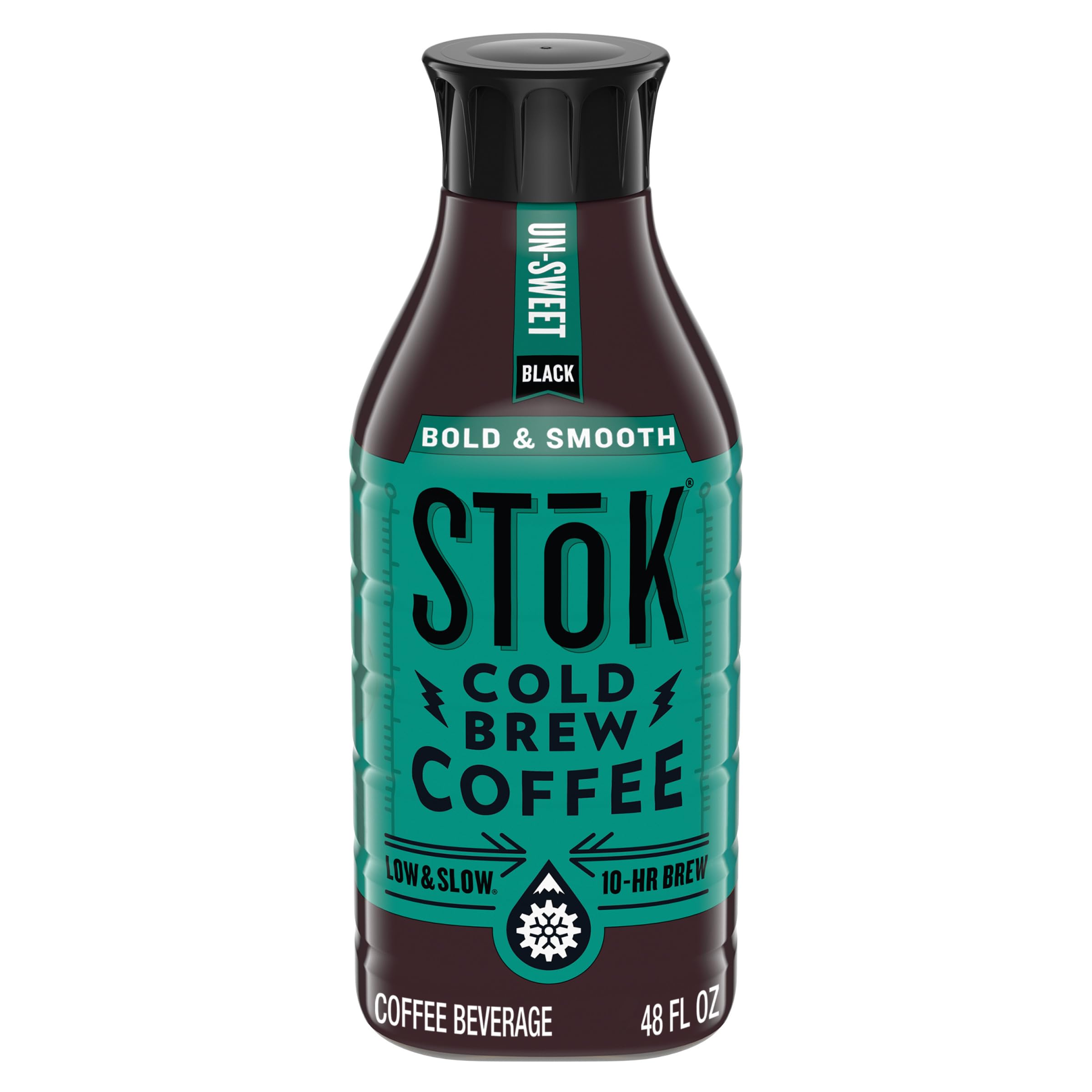 STOK Cold Brew Coffee, Arabica-Based Blend, Medium Roast Brewed Low and Slow, Unsweetened, Black Coffee, 48 FL OZ Bottle
