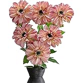 GLSATEMAN 6 Pack Artificial Chrysanthemum Deep Pink Silk Flowers Zinnia Flowers,24'in Long Stem Fake Flower,Suitable for Wedding Decoration Bouquets,Fall Decor,Home Decor(Autumn Powder)
