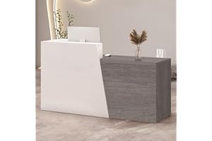 IEHFDCA Retail Reception Desk with Storage, Modern Checkout Counter for Store, Anti-Scratch Front Desk for Salon, Boutique, Cafe – Easy Assembly L 31.5" × 16.5" × 39.4"