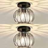 Hudi Fyier Chandelier Crystals Ceiling Lighting Fixtures 2 Pack Black