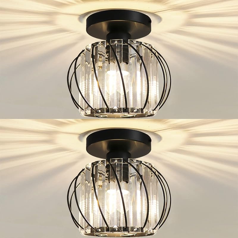 Hudi Fyier Chandelier Crystals Ceiling Lighting Fixtures 2 Pack Black