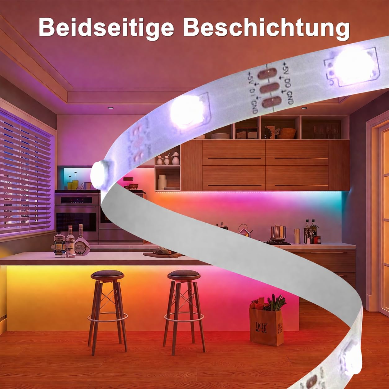 GHPFLOXQY LED Streifen 16.4 Fuß schneidbar mit TV-Hintergrundbeleuchtung und Bildschirmsynchronisation für 75-85 Zoll Fernseher & PC-Monitor Musik- und Game-Sync farbwechselnde Beleuchtung 7