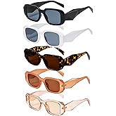 NLEYANB 5-Piece Y2K Retro Square Sunglasses for Women & Men, UV400 Small Rectangle Unisex Shades, 90s Fashion Bulk Pack for Daily Outdoor Party