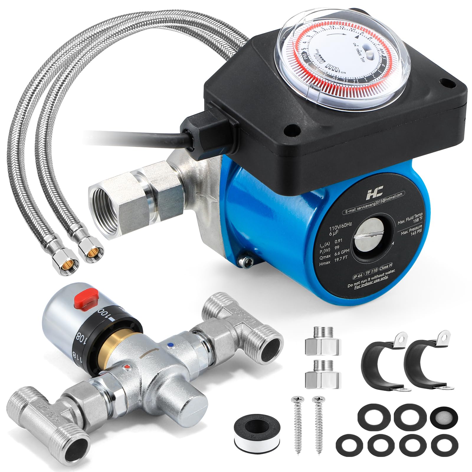 Photo 1 of Instant Hot Water Recirculation System with 68-118? Temp. Adjustable Bypass Valve for Tank Water Heaters, 20-in PEX Supply Lines for Potable Water, with Everything Needed to Install