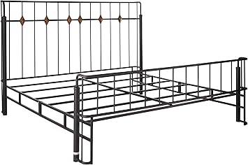 Amazon Com Benjara Benzara King Size Bed With Thin Metal Spindle