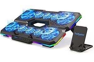 Trullypine Laptop Cooling Pad, Gaming Laptop Cooler with 10 Quiet Fans, Height Adjustable Laptop Cooling Stand for 12"-17" La