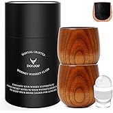 DONJOP Charred Wooden Bourbon Drinking Glass,Handcrafted Whiskey Glasses for Men,Great Anniversary Birthday Gifts for Men, Him, Dad, Husband, or Brother 10OZ 2 PACK
