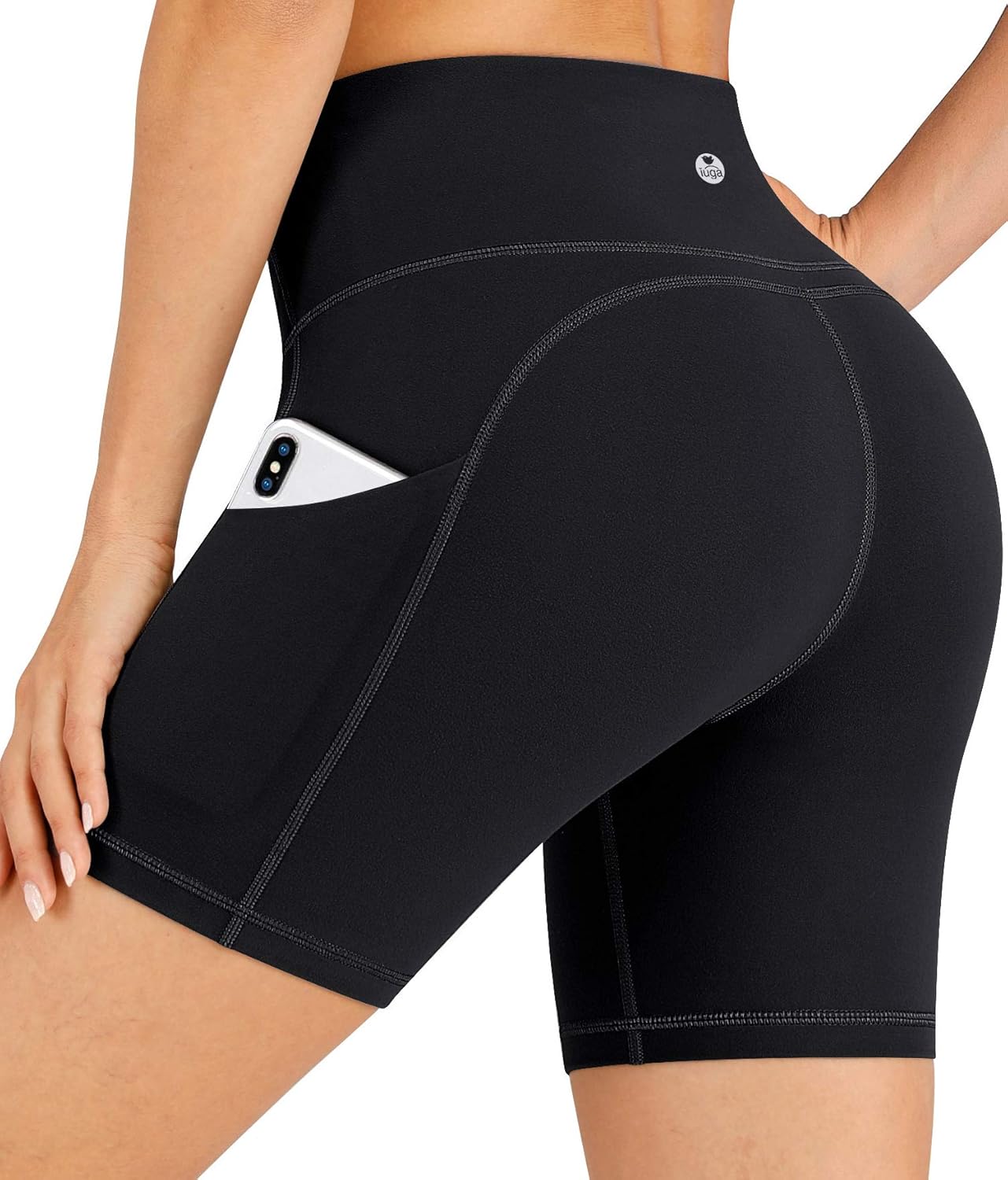 high waisted workout bike shorts