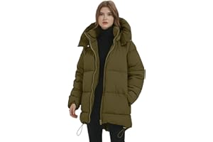 Rousytn Womens Hooded Puffer Jacket Thicken Full-Zip Winter Warm Quilted Down Coat