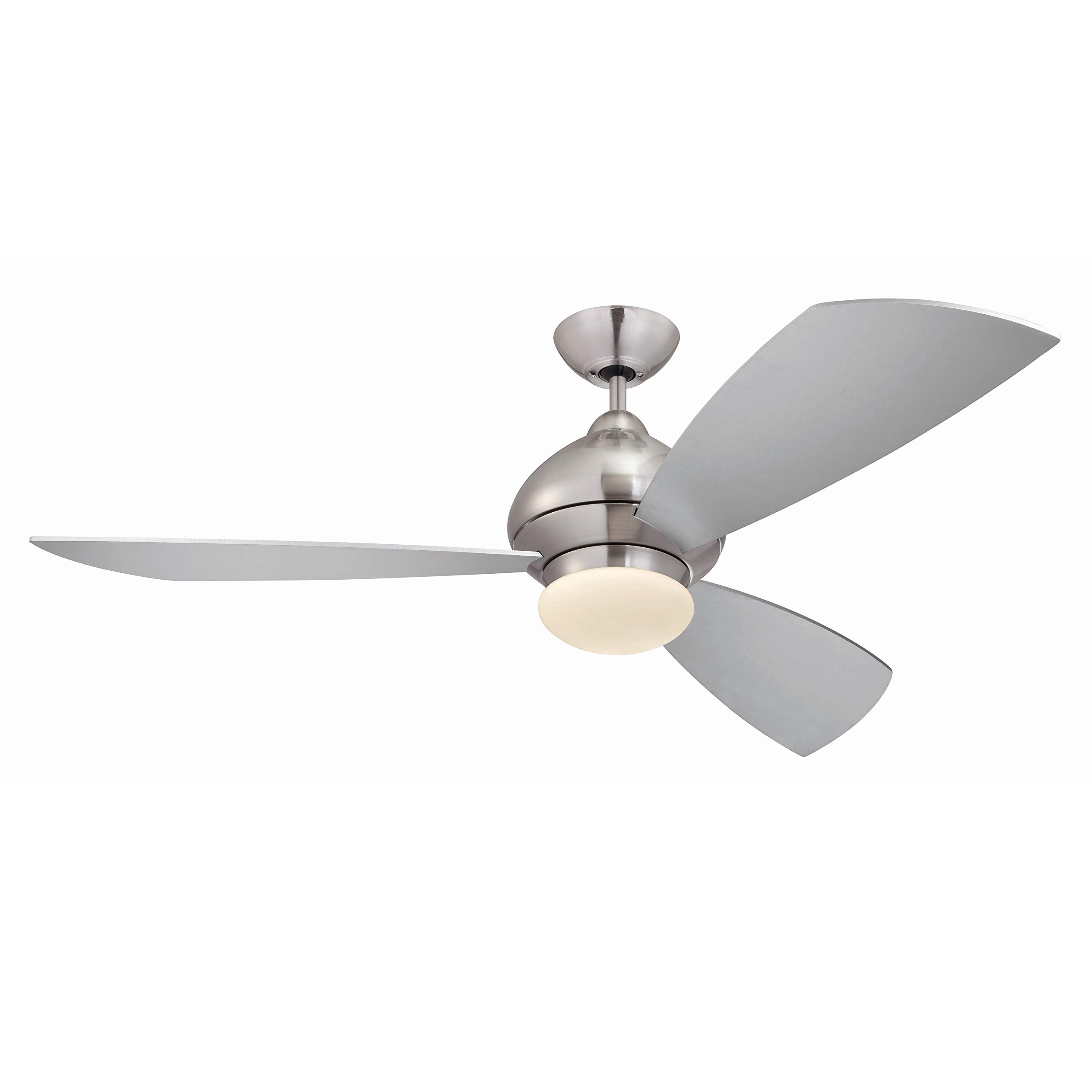 78001 Delancey One-Light 132 cm Three-Blade Indoor Ceiling Fan, Brushed Chrome Finish with Opal Frosted Glass