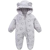 Fairy Baby Newborn Baby Bear Suit Thin Fleece Footie Romper Snowsuit Hooded Jumpsuit Bodysuit Winter Clothes Boy Girl 0-12M