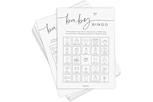 GARDENCITY Baby Shower Games, Baby Shower Bingo Game, 50 Pre-Filled Cards, Boy or Girl, Gender Neutral, Minimalist