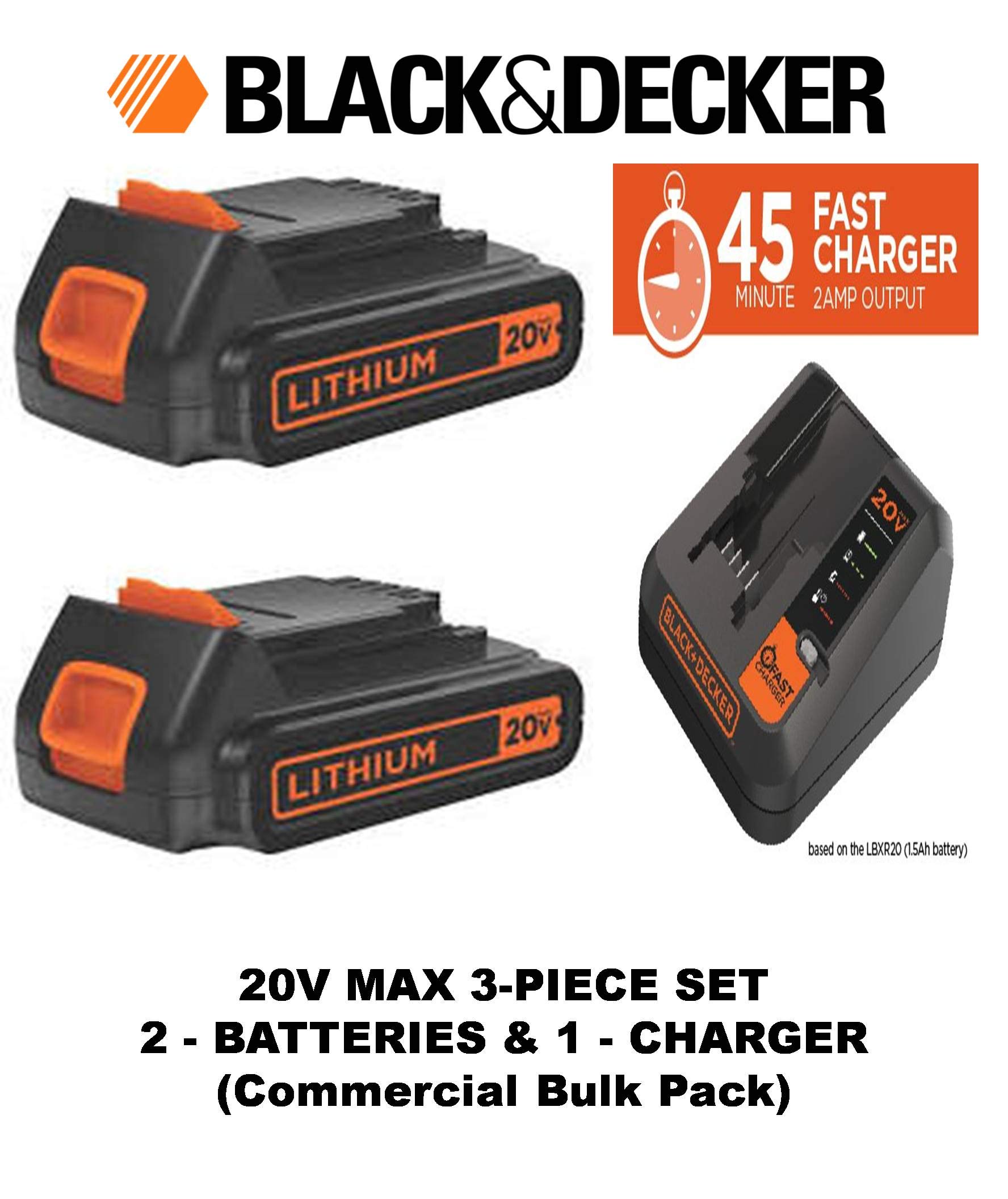Buy BLACK+DECKER LBXR20 20V Max Lithium Ion Battery & 2 Amp (BDC) 30 Minute Fast Charger 3