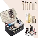Wandering Nature Travel Makeup Bag with Brush Compartment, PU Leather view 6
