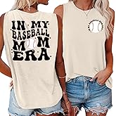 Baseball Mom Shirts for Women:Baseball Graphic Tank Tops Casual Sleeveless Tee Shirt Game Day Vest Top
