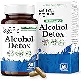 Wild & Organic Alcohol Detox Capsules - Antioxidant Liver & Kidney Support - Alcohol Cleanse Supplement with Milk Thistle, Dandelion Root & Chanca Piedra - Vegan, No Fillers, Non-GMO - 60 Count
