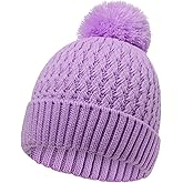 Peninpha Winter Hat for Kids Children, Girls Beanie with Pom Pom, Girls Accessories Knit Beanies Cap Age 7-12