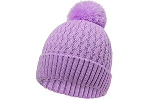 Peninpha Winter Hat for Kids Children, Girls Beanie with Pom Pom, Girls Accessories Knit Beanies Cap Age 7-12