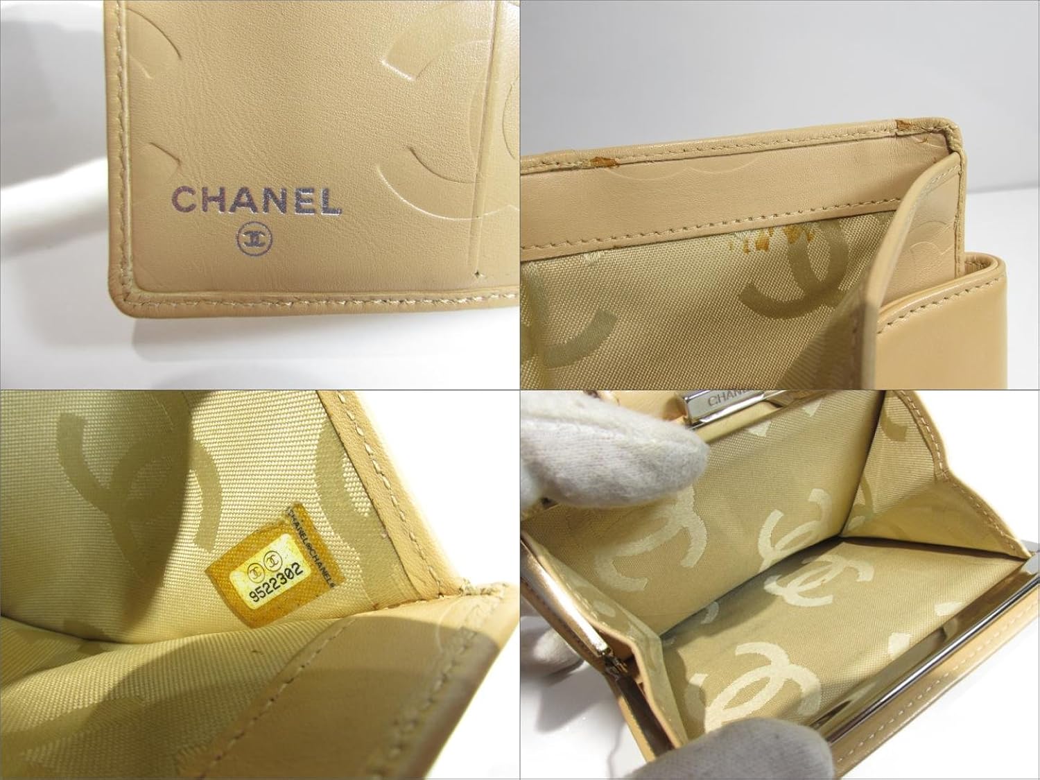 シャネル Chanel がま口財布 人気海外一番 財布 ベージュtimes ブラック レザー 中古 B07bpgz7dm