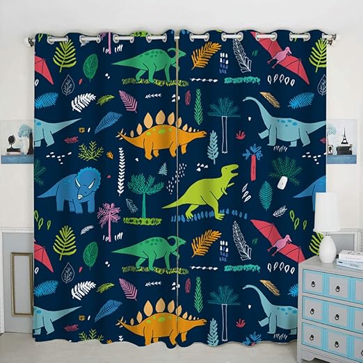 Amazon Com Qh Window Curtain Panels Dinosaur Pattern Blackout