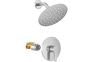 HoliSpa Shower Faucet, Brushed Nickel Shower Faucet Set with 8-Inch Rainfall Showerhead, Single-Handle Shower-Trim Kit Included Valve, Brushed Nickel