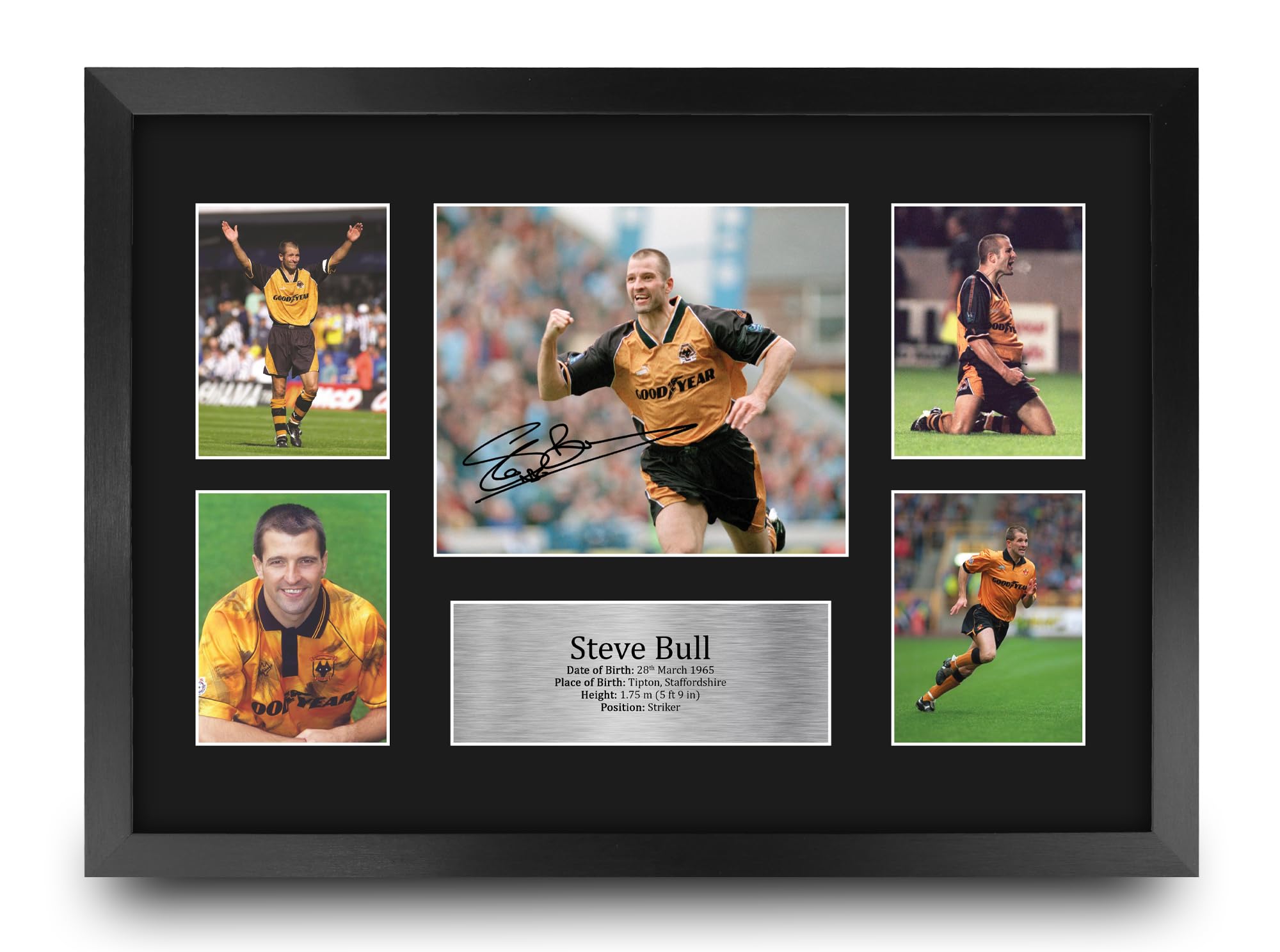 HWC Trading Steve Bull Wolves Printed Memorabilia Signed Autograph Photograph Display for Football Fans and Supporters - A3 Framed