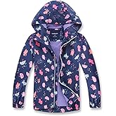 MGEOY Girls Rain Jacket Lightweight Waterproof Hooded Cotton Lined Raincoat Windbreaker for Kids Size 4-12 Years