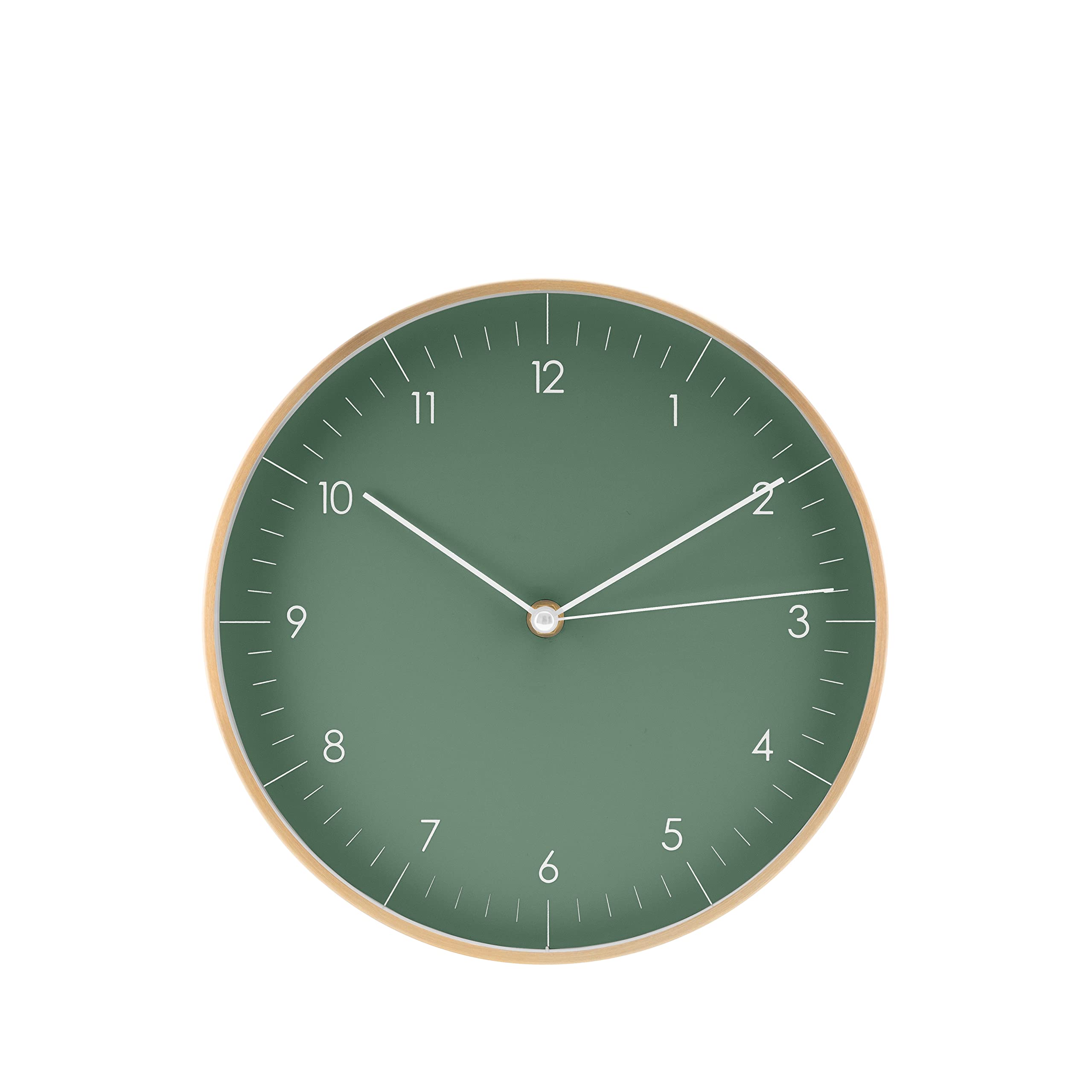 LUUK LIFESTYLE Modern Silent Wall Clock Non Ticking (10 inch), Aesthetic design, Gift for new home, Kitchen wall decorative, Decoration for living room, Bedroom, School, Office, in Green and Gold