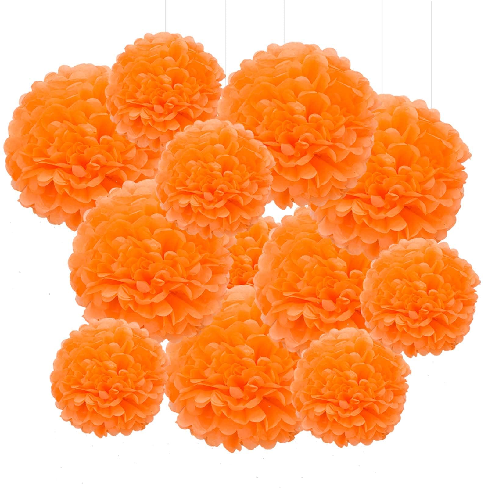 GAKA FAVOR Orange Tissue Pom Pom & Ball Wedding Birthday Party Decoration (6Pcs 12in & 6Pcs 10in)