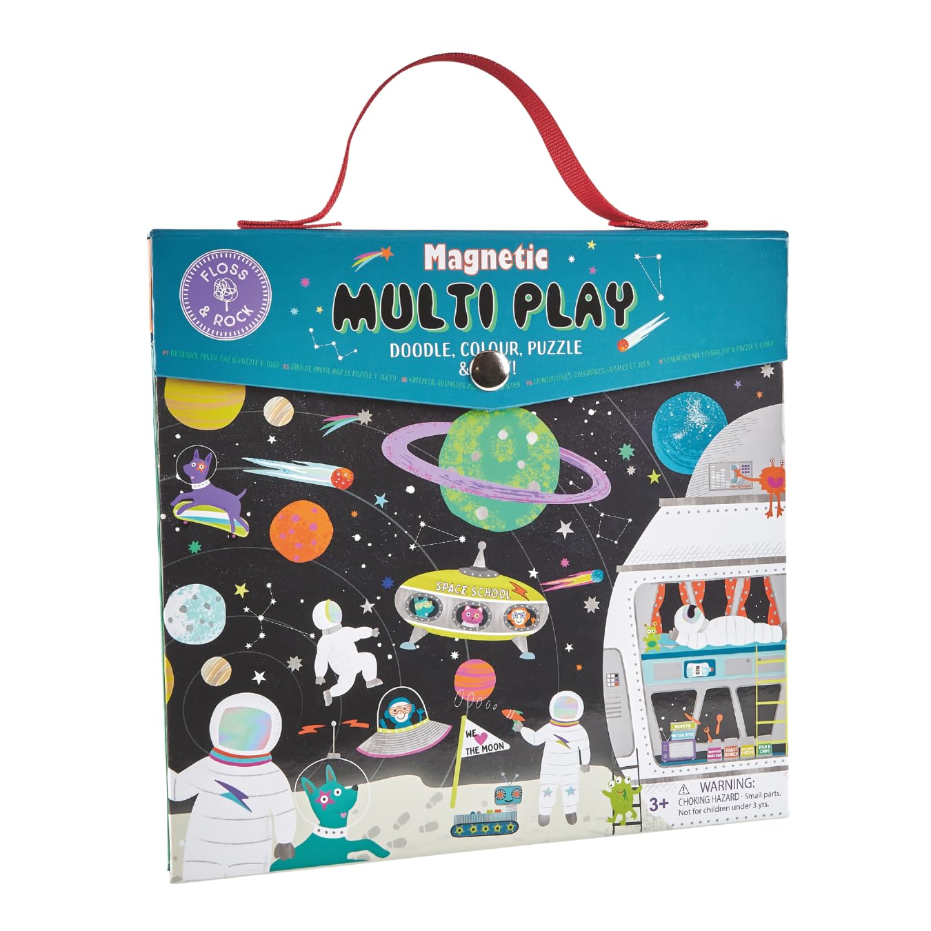 20 Pc Space Playset- Magnetic Puzzle, Doodle Board, Magnetic Pieces & Coloring Play Scene incl. - Educational S.T.E.M Shape Sorting and Creativity Game - Learning to Follow Visual Cues - Ages 3+
