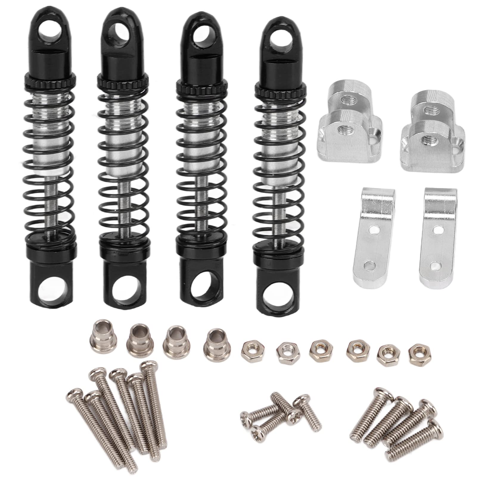 RiToEasysports 4 Set RC Shock Absorber,Metal Front Rear Shock Absorber Damper Aluminum Alloy for WPL D12 1/10 RC Car RC Cars Upgrade Parts(black) Model Car Accessories Model Toy