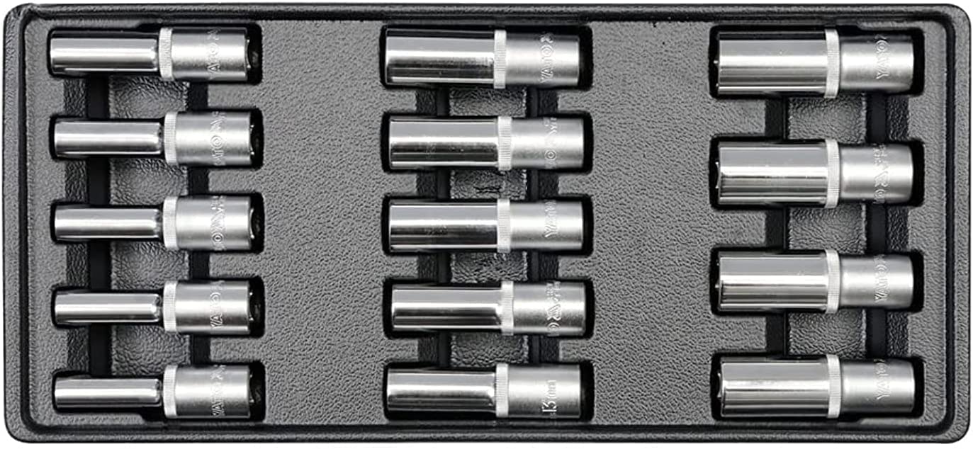 'Yato yt-5539 – Plastic Tray with 14pcs Deep Sockets 1/2 8 ~ 21 mm