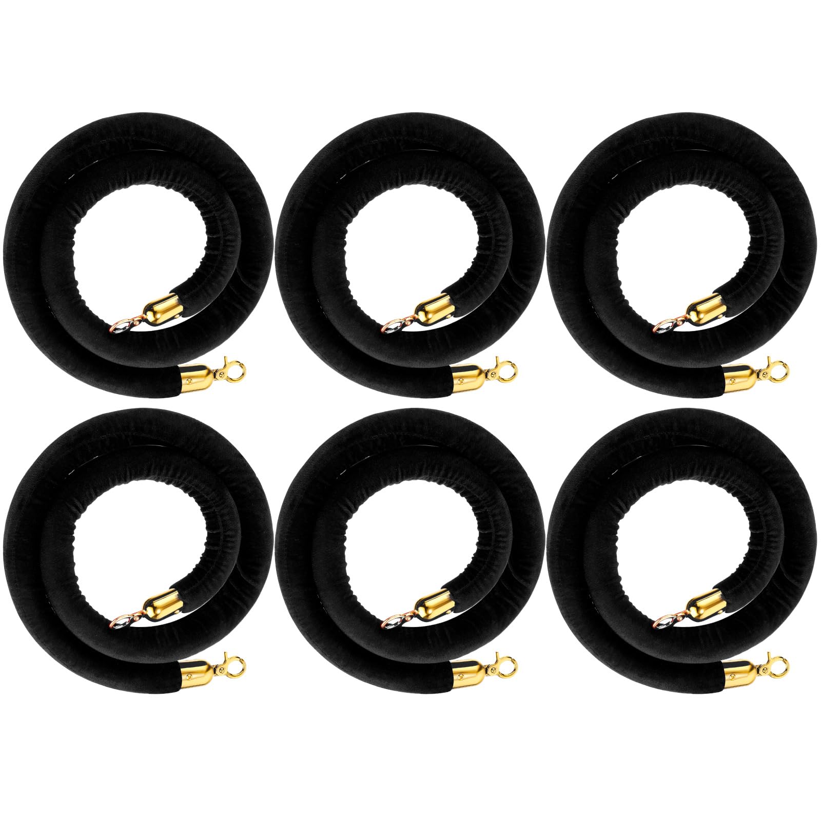 Photo 1 of Woanger 6 Pack Velvet Stanchion Rope, 5 Feet Crowd Control Stanchion Ropes Safety Barrier with Gold Plated Hook for Carpet Events Movie Theaters Grand Openings Hotels Party(Black)