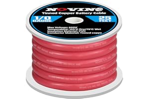 NOVINO 1/0 Gauge Marine Grade Primary Electrical Tinned Copper Battery Cable,600V 1/0 AWG 25ft Marine Battery Cable for Boat RV Camper Trailer Car Truck Motorcycle Kubota Tractor