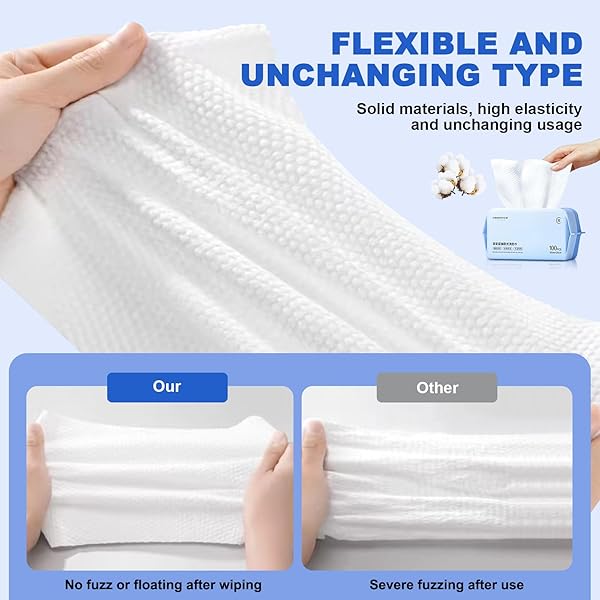 100 COUNT DISPOSABLE FACE TOWEL,SOFT COTTON FACIAL DRY WIPES, MULTI-PURPOSE FOR SKIN CARE, MAKEUP REMOVER, FACE WIPES AND FACIAL CLEANSING