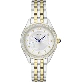 SEIKO SUR392 Quartz Movement Watch for Women - Essentials - Swavorski Crystals - Stainless Steel Two-Tone Gold-Finish Bracelet - 50M Water Resistant