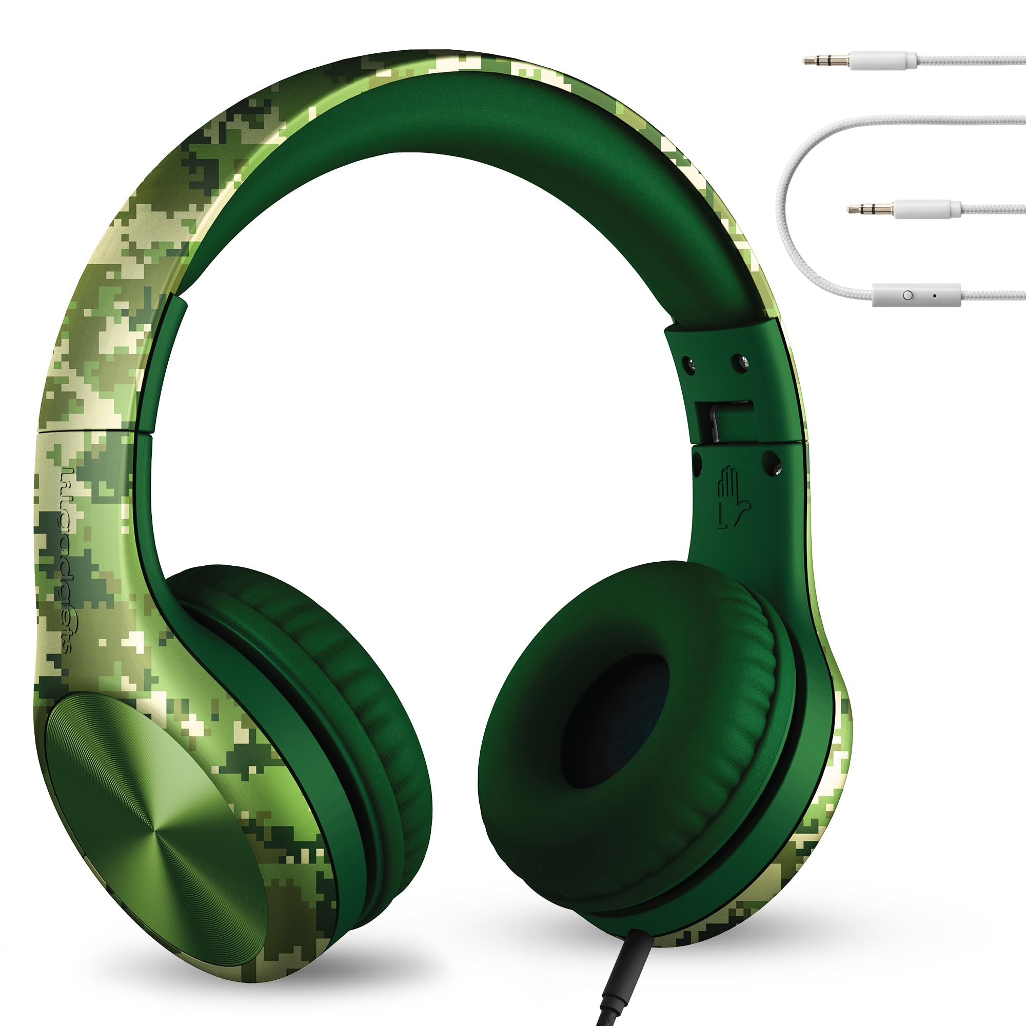 Photo 1 of LilGadgets Connect+ Wired Kids Headphones for School with Microphone, Volume & Noise Reducing Over-Ear Headset w/Cord, SharePort Technology & SoftTouch Padding, Digital Camo - Headphones for Kids