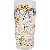 Catstudio Drinking Glass, Arizona Frosted Glass Cup for Kitchen, Drinking Glasses, 15oz Dishwasher Safe Tumbler for Arizona Lovers