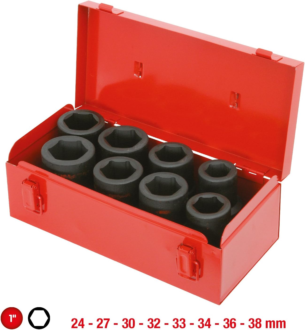 KS Tools 515.0308 Impact Socket Set (8 Pieces) 1-inch 24-38mm Deep, Variety pack - Image 3